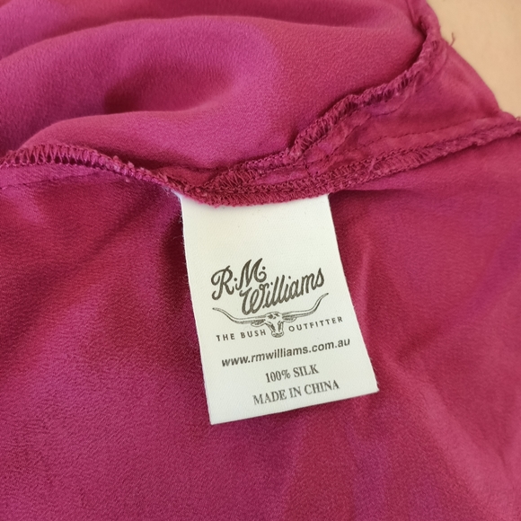 RM Williams Blouse Size 10 Magenta Silk Long Sleeve Button Up Collared Western - Picture 10 of 12
